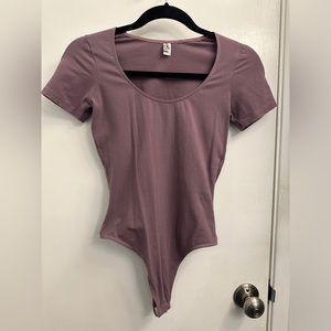 Los Angeles Apparel Mauve Short Sleeve Bodysuit, Small